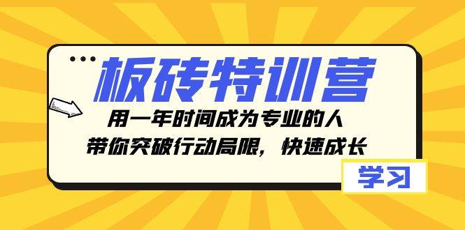 板砖特训营，用一年时间成为专业的人，带你突破行动局限，快速成长-小白项目网