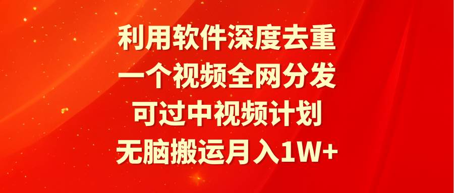 利用软件深度去重，一个视频全网分发，可过中视频计划，无脑搬运月入1W+-小白项目网
