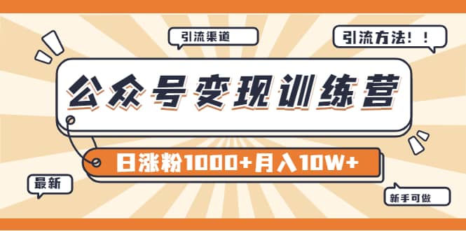 【某公众号变现营第二期】0成本日涨粉1000+让你月赚10W+（8月24号更新）-小白项目网