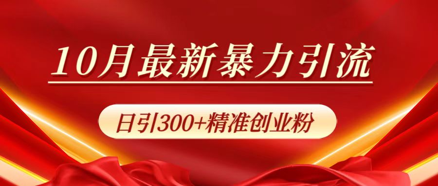 10月最新暴力引流，日引300+精准创业粉-小白项目网