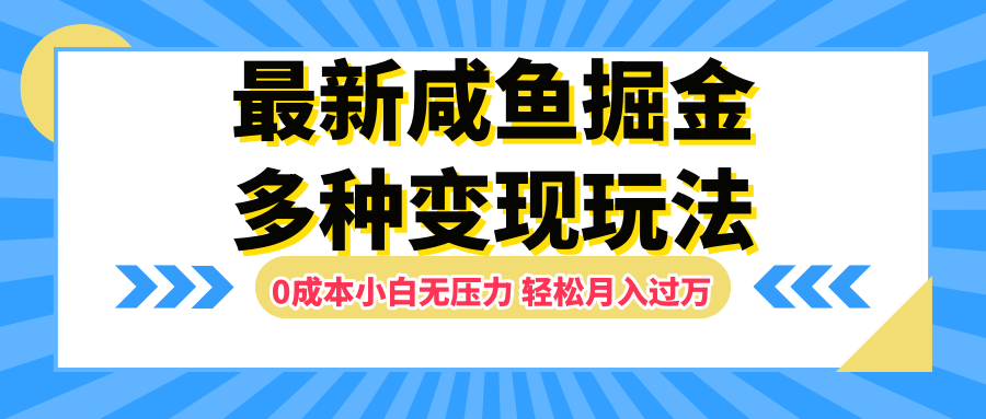 最新咸鱼掘金玩法，更新玩法，0成本小白无压力，多种变现轻松月入过万-小白项目网