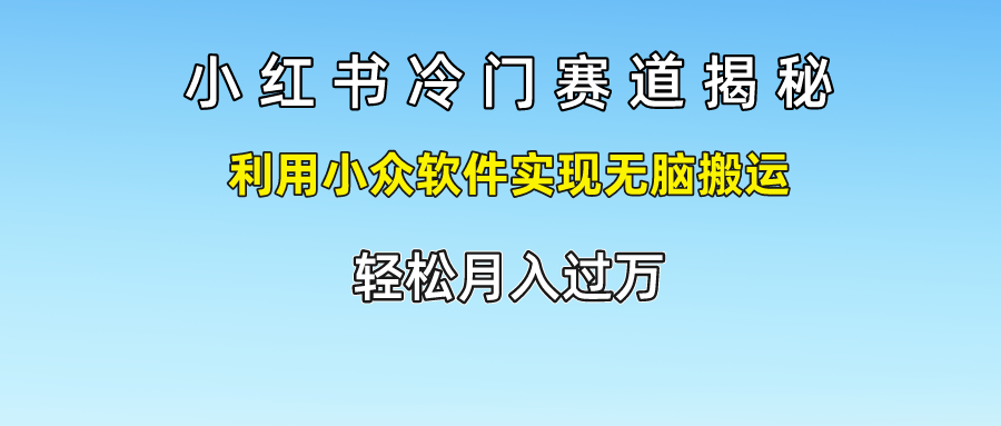 小红书冷门赛道揭秘,轻松月入过万，利用小众软件实现无脑搬运，-小白项目网