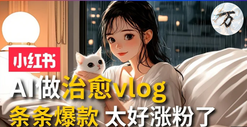 AI治愈系vlog动画视频，小红书7天 涨粉破千，商单报价1500+，0成本制作，日入2000+，有手就会 -小白项目网