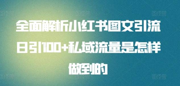 暴力引流 小红书图文引流日引100私域全面拆解【打粉人必看】-小白项目网