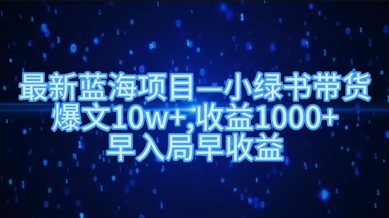 最新蓝海项目小绿书带货，爆文10w＋，收益1000＋，早入局早获益！！-小白项目网