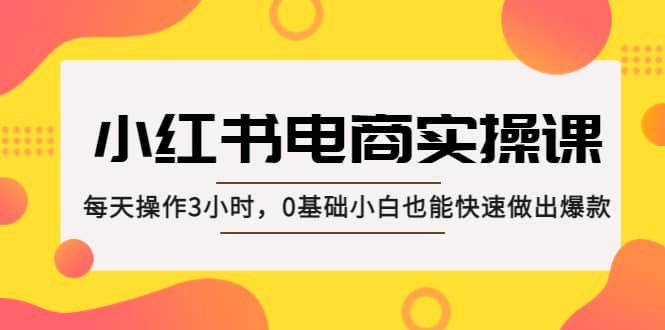 小红书·电商实操课：每天操作3小时，0基础小白也能快速做出爆款-小白项目网