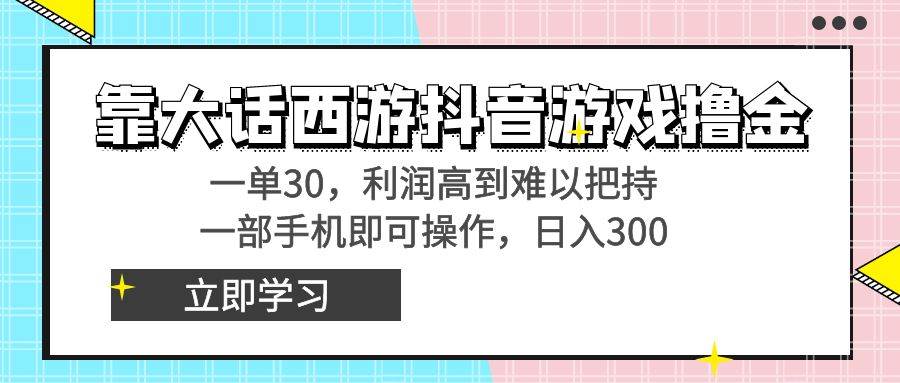 靠大话西游抖音游戏撸金,一单30,利润高到难以把持,一部手机即可操作-小白项目网