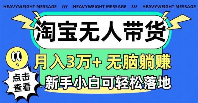 淘宝无人带货3.0高收益玩法，月入3万+，无脑躺赚，小白小白可落地实操-小白项目网