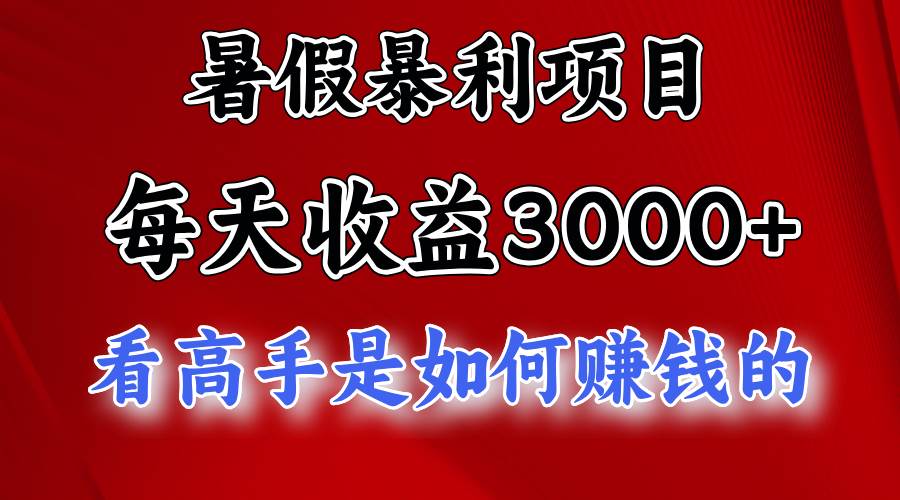 暑假暴利项目,每天收益3000+ 努努力能达到5000+,暑假大流量来了-小白项目网