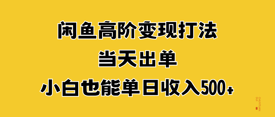 闲鱼高阶变现打法，当天出单，小白也能单日收入500+-小白项目网