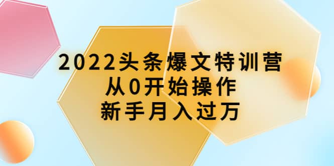 2022头条爆文特训营：从0开始操作，小白月入过万（16节课时）-小白项目网