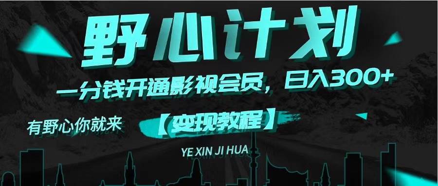 《野心计划》一分钱卖影视会员，日入300+-小白项目网