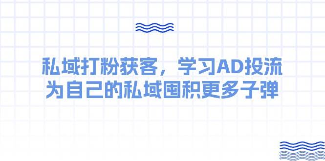 某收费课：私域打粉获客，学习AD投流，为自己的私域囤积更多子弹-小白项目网