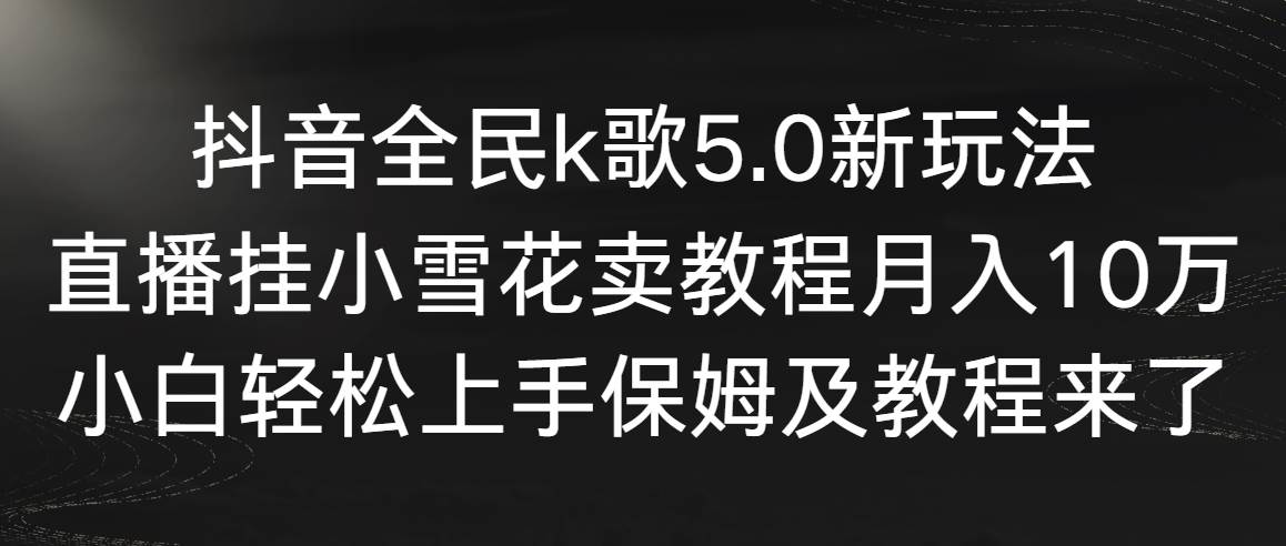 抖音全民k歌5.0新玩法，直播挂小雪花卖教程月入10万，小白轻松上手，保...-小白项目网