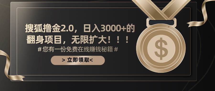 搜狐撸金2.0日入3000+，可无限扩大的翻身项目-小白项目网