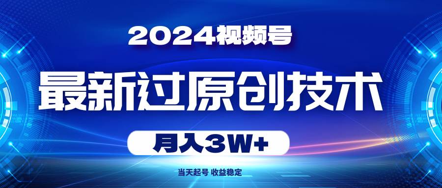 2024视频号最新过原创技术,当天起号,收益稳定,月入3W+-小白项目网