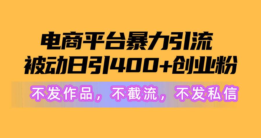 电商平台暴力引流,被动日引400+创业粉不发作品，不截流，不发私信-小白项目网
