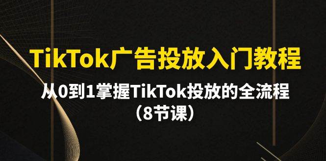 TikTok广告投放入门教程，从0到1掌握TikTok投放的全流程（8节课）-小白项目网