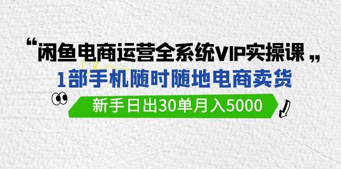 闲鱼电商运营全系统VIP实战课，1部手机随时随地卖货，小白日出30单月入5000-小白项目网
