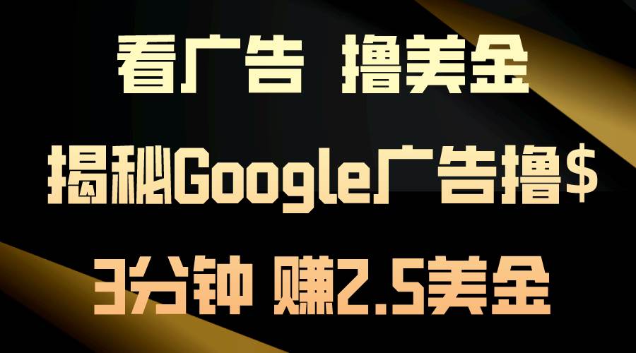 看广告，撸美金！3分钟赚2.5美金！日入200美金不是梦！揭秘Google广告...-小白项目网