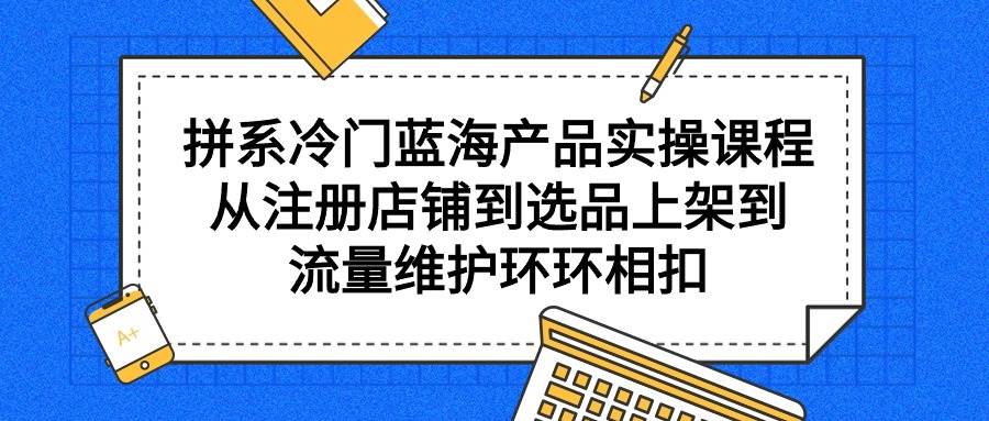 拼系冷门蓝海产品实操课程，从注册店铺到选品上架到流量维护环环相扣-小白项目网