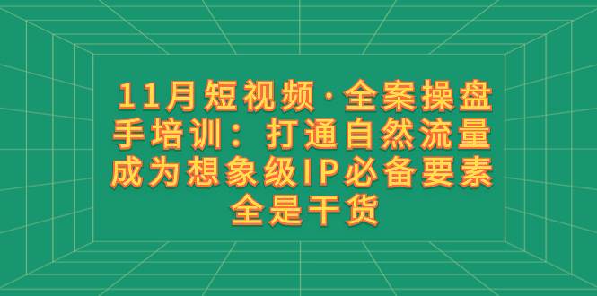 11月短视频·全案操盘手培训：打通自然流量 成为想象级IP必备要素 全是干货-小白项目网